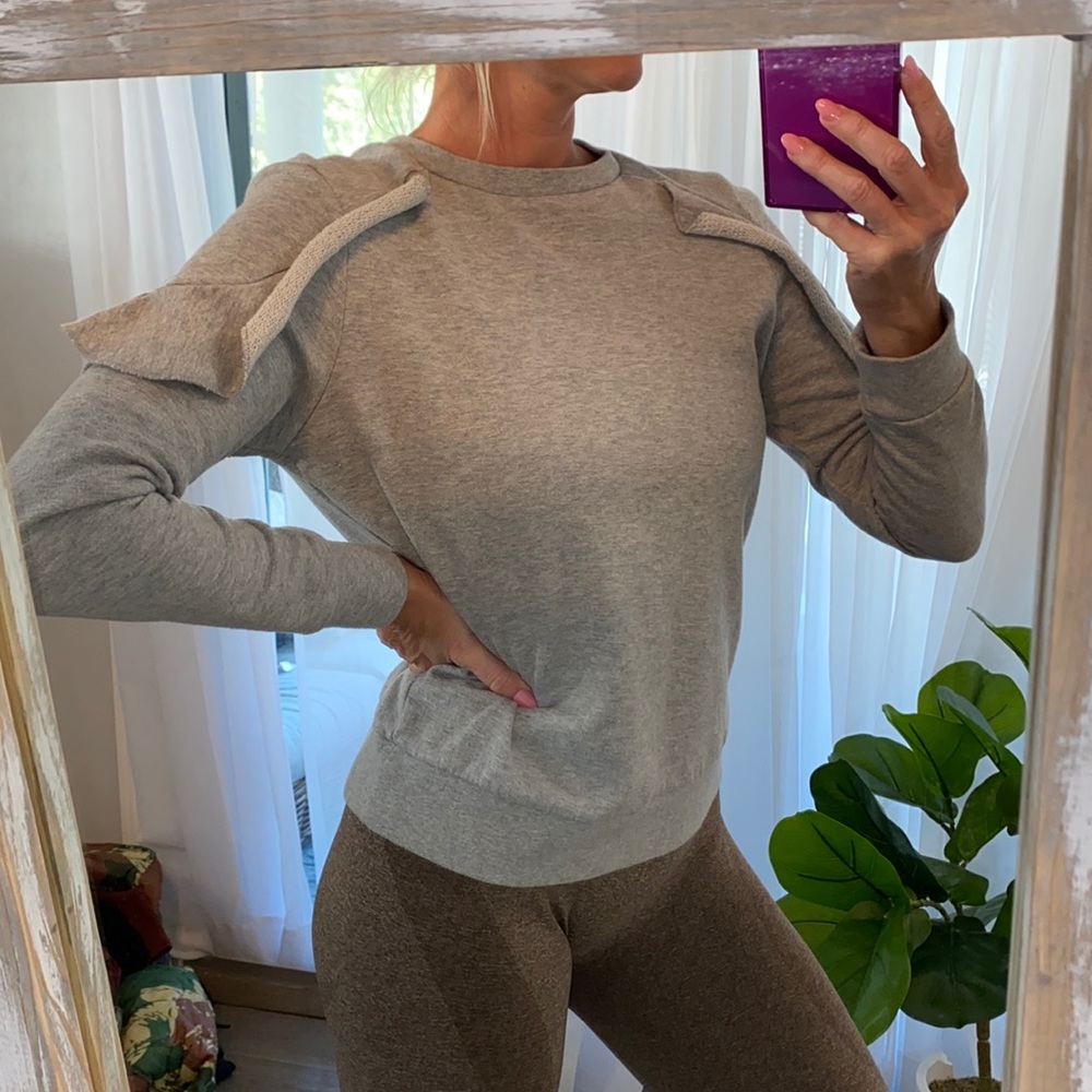 Ruffle Shoulder Sweatshirt